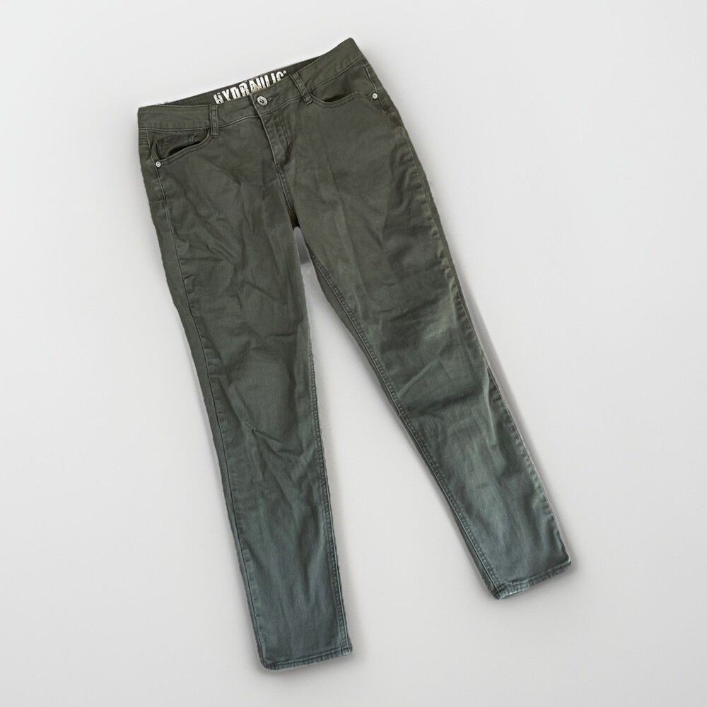 Hydraulic Jeans Women's 8 Petite‎ Green Mid Rise Straight Leg Denim Pants Slim